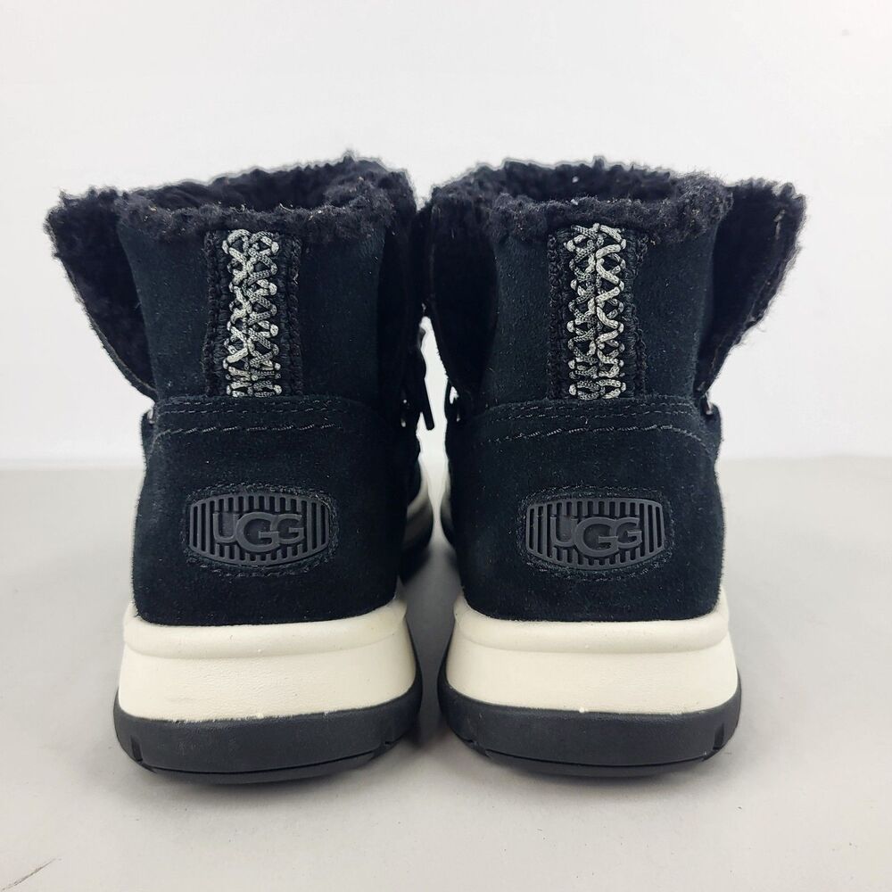 UGG Lakesider Heritage Black Suede Lace Up Mid Top Winter Boots 6.5 - Picture 8 of 11